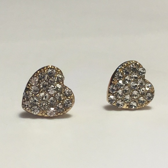 Jewelry - NWT Cubic Zirconia Heart Gold Earrings